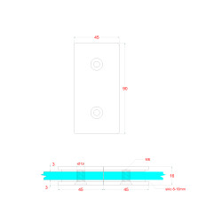 Svorka skla medzi sklá 180°, sklo 8 - 10 mm, AISI 304 Svorka skla medzi sklá 180°, sklo 8 - 10 mm, AISI 304